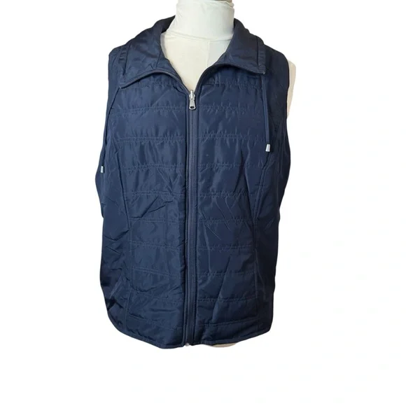 CJ Banks Navy White Striped Reversible Vest 2X Outdoor Nautical Coastal Classic - Picture 5 of 12